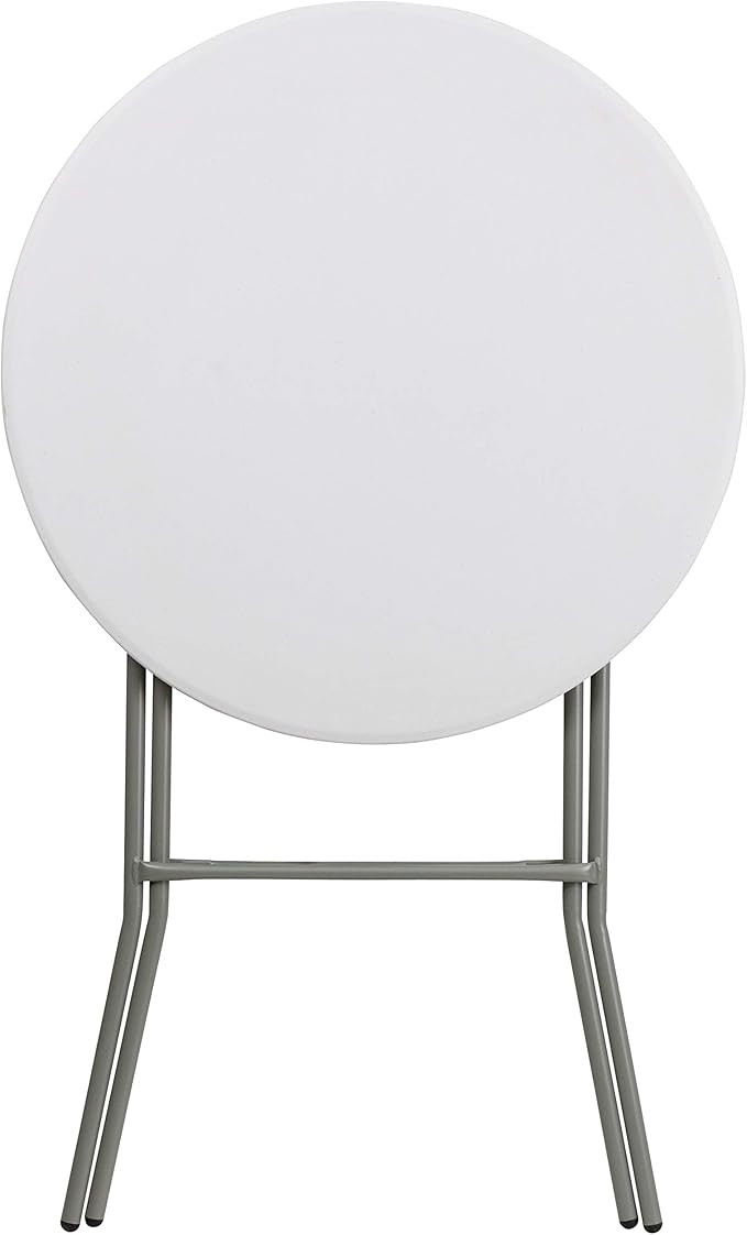 Flash Furniture Elon 2.6-Foot Round Granite White Plastic Bar Height Folding Tables, Set of 8