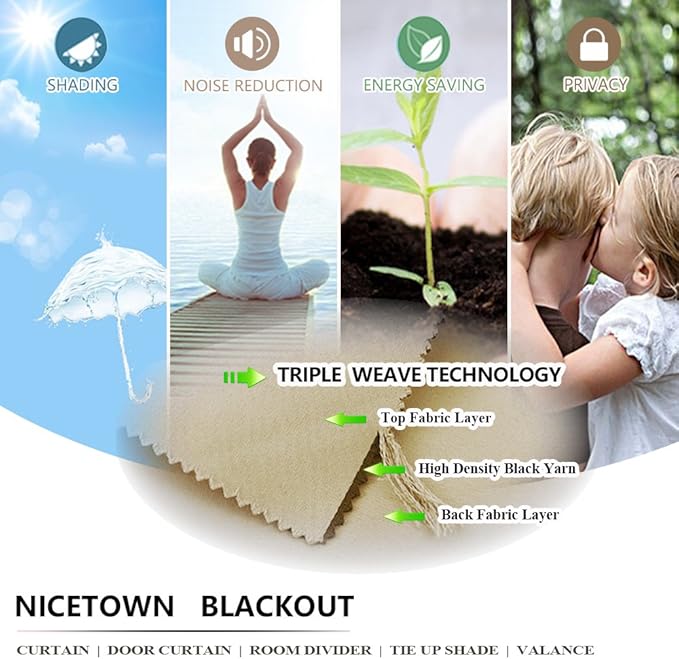 NICETOWN Outdoor Curtain for Patio Waterproof & Windproof 95" L, Thermal Insulated Top and Bottom Fixed Rustproof Grommets Light Block Outdoor Drape for Pool/Gazebo, Biscotti Beige, 1 Panel, W52 in
