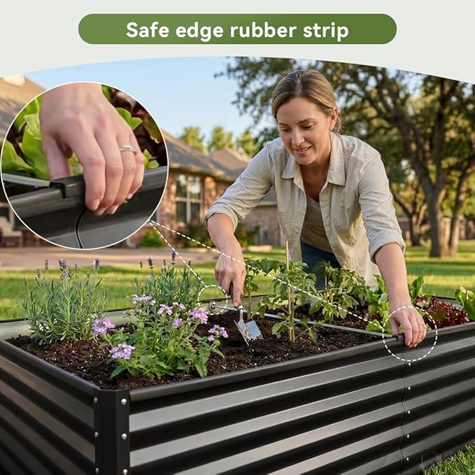 COMHOMA Galvanized Raised Garden Bed,Large Metal Planter Box for Outdoor Vegetables,Corrugated Steel Herbed Plants Container,Extra Deep Gardeners Kits with Open Bottom (2, 6x3x2FT)