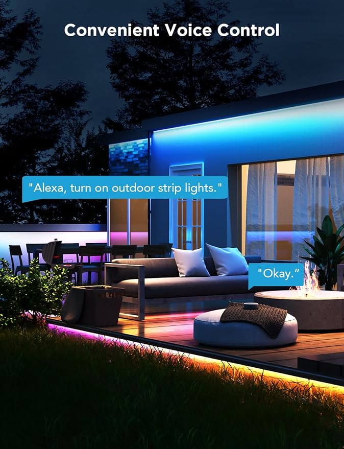 Govee Outdoor LED Strip Lights RGBIC with Warm and Cold White, 32.8ft 2.4G WiFi Smart Outdoor Lights, IP65 Waterproof, Work with Alexa and Google Assistant, App Control, for Porch, Patio, Eave, Party