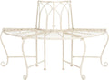 SAFAVIEH Outdoor Furniture Collection – Abia Antique White Distressed Wrought Iron 50-Inch Curved Tree Bench, Garden & Patio Seating (PAT5018A)