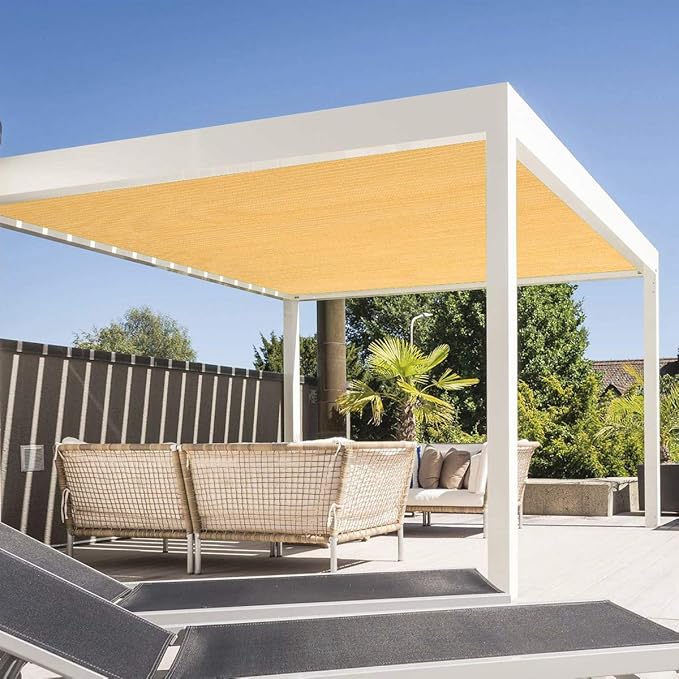 Eden's Decor 4' x 20' Wheat Sun Shade Sail Rectangular Straight Flat Edge Outdoor Canopy Fabric Cloth Awning for Pergola Patio Garden Backyard Custom Size