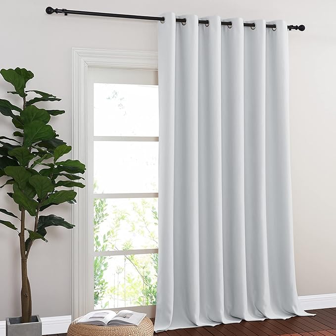 NICETOWN Patio Door Curtain Vertical Blinds, Grommet Top Room Divider Curtain Panel Thermal Insulated for Bedroom/Living Room (Greyish White, W80 by L108, 1 Panel)