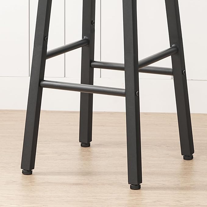 HOOBRO Bar Stools, Bar stools Set of 2,Counter Height Bar Stools, 24.8" Barstools for Kitchen Island, Industrial Kitchen Bar Chairs, for Dining Room, Bar, Black BB07BY01G1N2