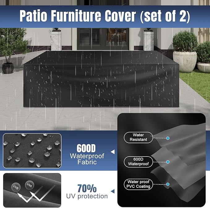 Aoxun 12 Pieces Patio Furniture Set Wicker Rattan Outdoor Sectional Conversation Set with Coffee Table and 4” Thickened Cushions, Gray Blue(Waterproof Cover Included)