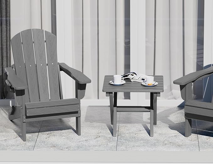 SERWALL Folding Outdoor Side Table Set of 6, Adirondack End Table, Gray