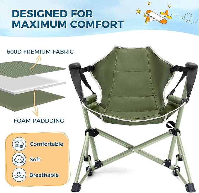 Kids Hammock Chair,Adjustable Kids Camping Chair,Folding Chair with Stand,Portable Hammock Chair for Camping, Travelling and Patio,Green,Supports 135 LBS