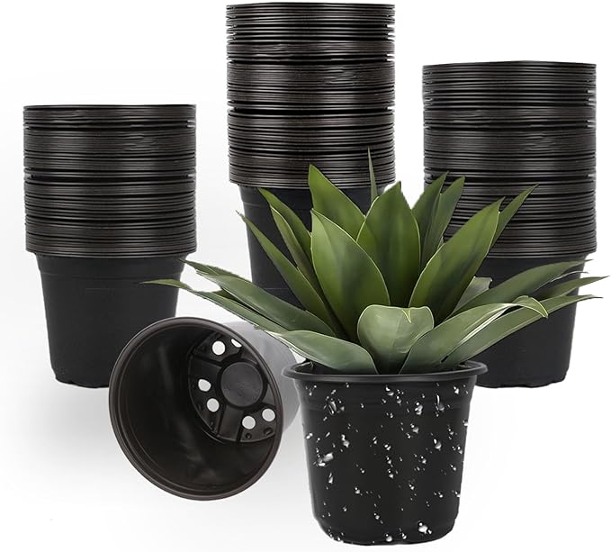 100 Packs 6 Inch Nursery Pots, 4 5 6 Inches Plastic Nursery Pots for Plants with Drainage Holes, Seed Starting Garden Pots of Flower Plant Container for Succulents, Transplanting (100, 6 Inch)