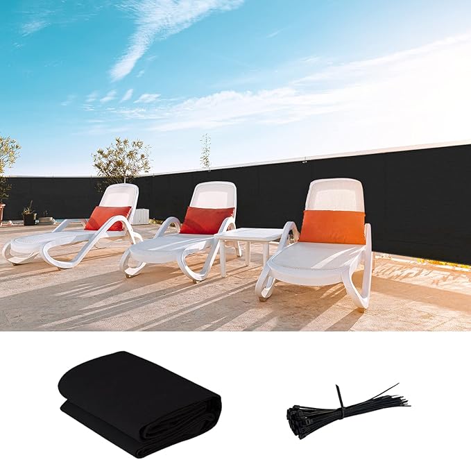 LOVE STORY Custom Size 3'x11' Black Balcony Privacy Screen,UV Block Privacy Fence Screen,90% Shield for Outdoor Pool Garden Apartment Railing