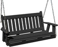 Mission Poly Lumber Wood 5FT Porch Swing Amish Craftsmandship Made in USA HDPE with No Wood fibers 1000 lbs Limit. Stainless Steel Hardware.Signature Design for Patio Outdoor Backyard Garden Park