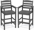 SERWALL Tall Adirondack Chairs Set of 2, Oversize Balcony Adirondack Chairs Set, Outdoor Bar Height Barstools Widened Chair Set for Bistro, Poolside, Garden, Gray