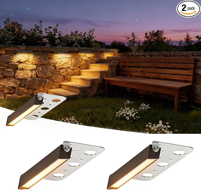 JESLED 2 Pack 7inch LED Retaining Wall Lights, 5W Landscape Lighting, LED Hardscape Lighting, Paver Lights Low Voltage Hardscape Lights, 5W Outdoor Step Lights, 2700K Warm White, Waterproof