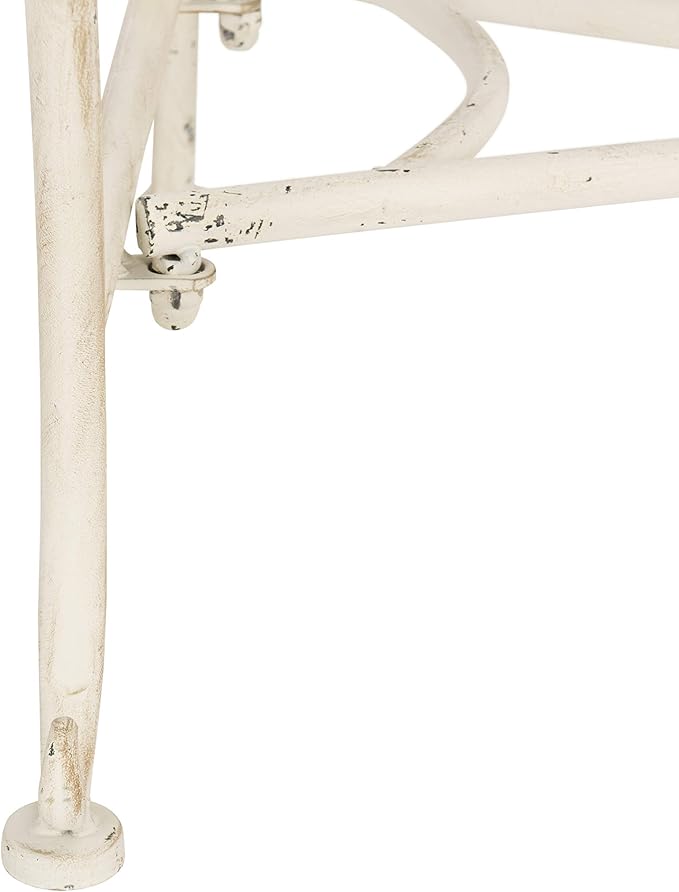 Safavieh PAT5017A Collection Adina Antique White Wrought Iron 51.25" Outdoor Garden Bench