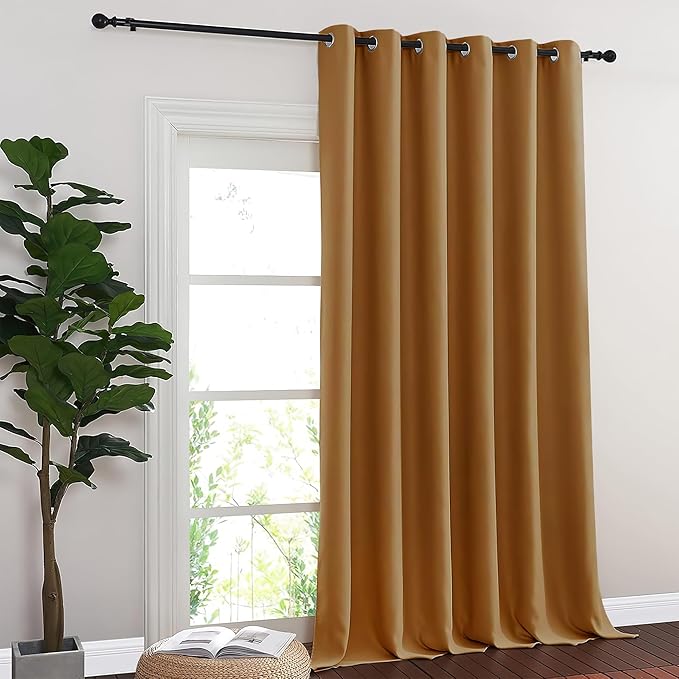 NICETOWN Blackout Curtains & Drapes - Privacy Thermal Efficiency Backdrop Curtains for Bedroom Room Divider Living Room Patio Sliding Glass Door, Wide 80 x Long 144 inch, Gold Brown, 1 Panel