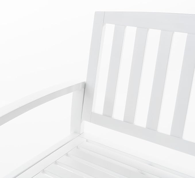 Christopher Knight Home Loja Outdoor Acacia Wood Bench, Pu White