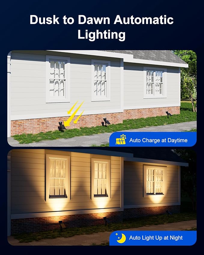 Solar Power Spot Lights Outdoor Waterproof for Christmas Decorations, Flag, Tree, Wreath, Santa Claus, Snowman, Bright LED Landscape Lamp Uplights for Outside Garden, Yard, Patio, Sidewalk,Warm White