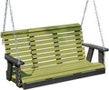 Poly Lumber Wood 5FT Porch Swing Amish Craftsmandship Made in USA HDPE with No wood fibers and 1000 lbs Limit. Stainless Steel Hardware.Signature Rollback design for Patio Outdoor Backyard Garden Park