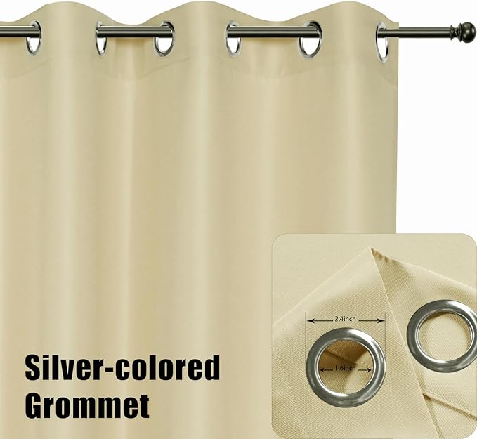 BONZER Outdoor Waterproof Curtains for Patio Wide Grommet Light Filtering Outside Curtains for Gazebo, Porch, Pergola, Pavilion, 1 Panel, 110W x 84L inch, Cream