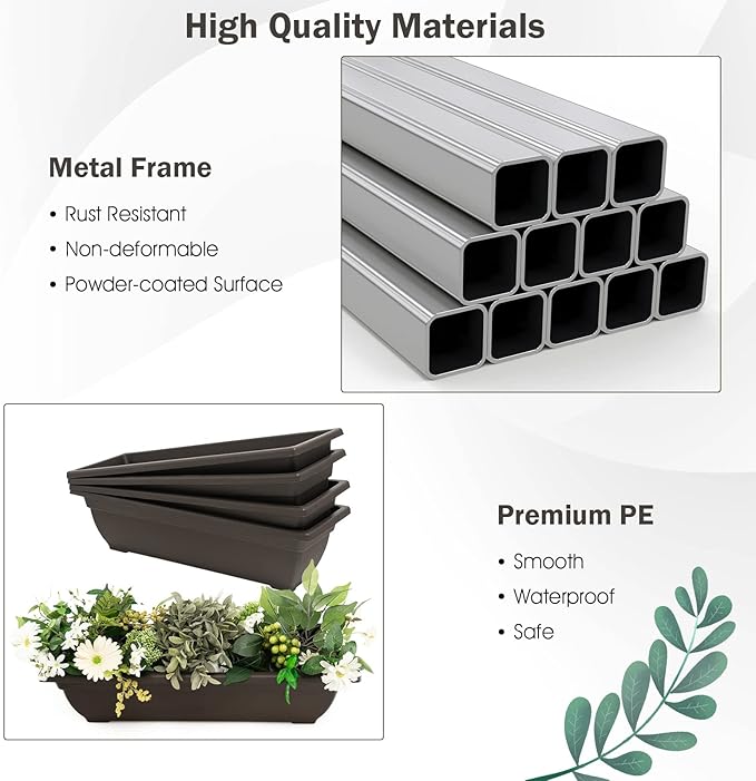 Giantex 2 Pcs 4.1FT Vertical Raised Garden Bed, 4-Tier Elevated Planter Box w/4 Containers & Drainage Holes, Indoor Outdoor Freestanding Planter for Vegetables, Herbs, Flowers, Heavy-Duty Metal Frame