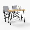 Sophia & William Outdoor Bar Set, Patio Bar Table and Chairs Set, Bar Height Patio Set - 2 x Swivel Bar Chairs(Grey), 1 x Rectangular Bar Table(Wood-Like)