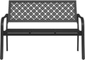 Grand patio 50" Outdoor Bench, Garden Benches with Anti-Rust Metal Powder Coated Frame, Patio Bench for Front Porch Park Outside Furniture Decor, Black