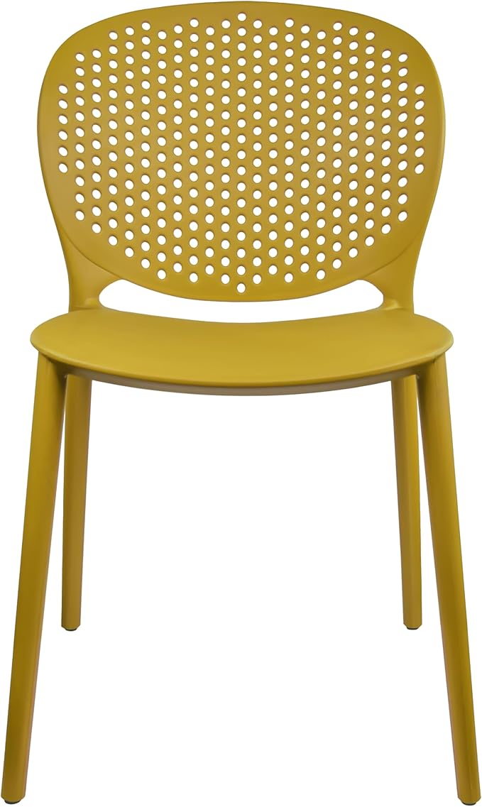 2xhome Patio Dining Chair | Modern Stackable Outdoor Pool Side Chair | Weather Resistant Plastic for Yard, Porch, Balcony, Kitchen, Yellow, Single, Set of 1