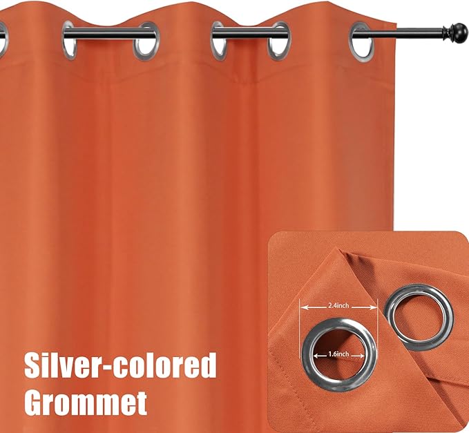 BONZER Waterproof Outdoor Curtains for Patio Porch Pergola Cabana Light Filtering Privacy Grommet Indoor Curtain Panels for Bedroom Living Room, 1 Panel, 84W x 120L inch, Mecca Orange