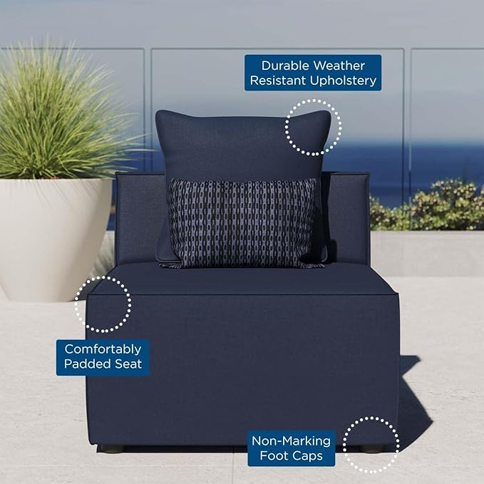 Modway EEI-4209-NAV Saybrook Patio Armless Chair in Navy Blue