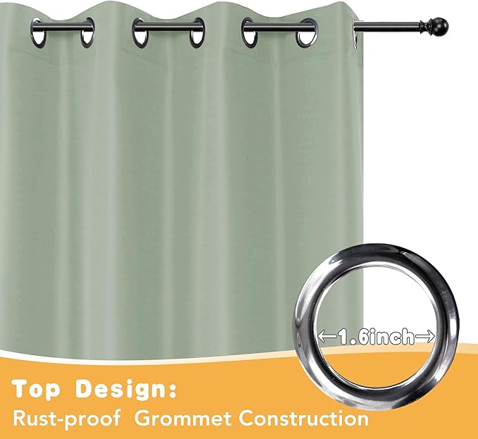 HolidayIdeas Outdoor Curtains for Patio Waterproof, 4 Panels - 54 x 84 Inch - Privacy Protection & Light Filtering Curtains Grommet Outside Curtains for Porch, Gazebo, Pergola (Sage Green)