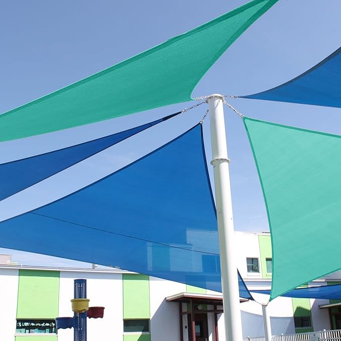 E&K Sunrise 12' x 12 x '12' Sun Shade Sail Triangle Canopy Shade Cover UV Block for Patio Backyard Garden Outdoor (Turquoise)