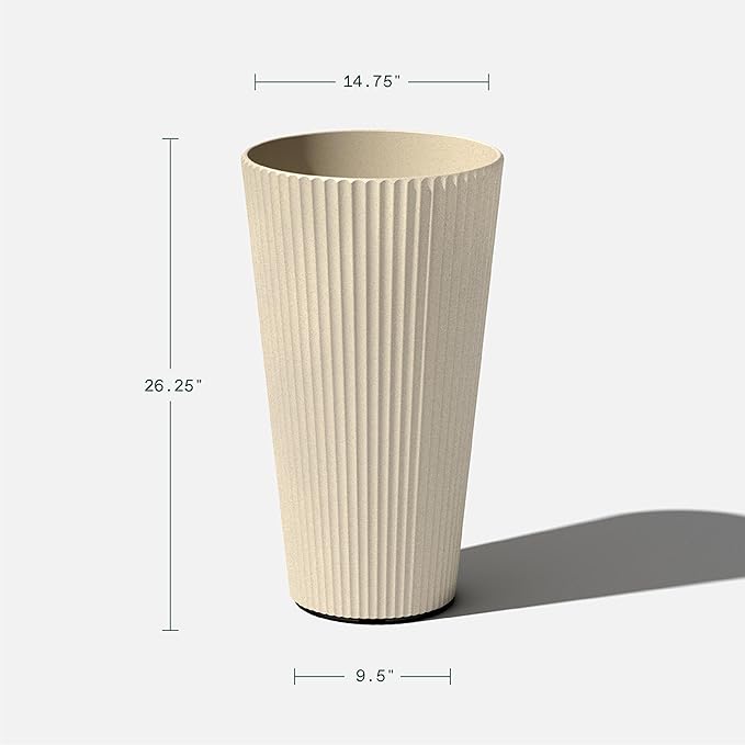 Veradek Demi Series Tall Planter for Porch, Patio, Backyard | Durable Plastic-Stone Composite Material | Modern Décor for Tall Plants, Grasses