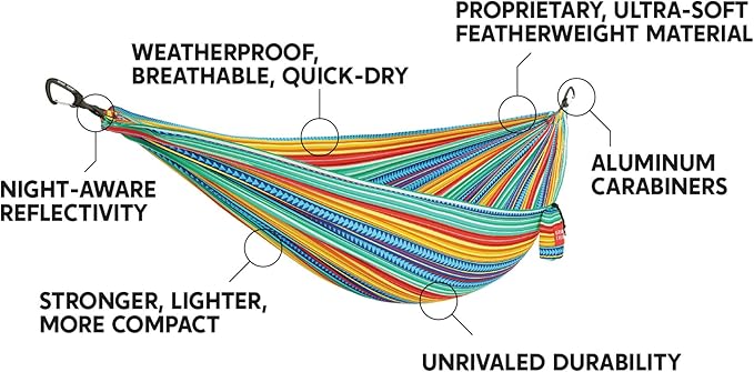 GRAND TRUNK TrunkTech Double Hammock | Ultra-Strong & Lightweight | 11 ft Hammock with Ripstop Nylon | 500 lb Capacity | Fast-Drying & Weather-Resistant | Lava