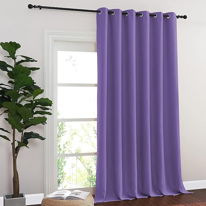NICETOWN Blackout Room Divider Curtains for Sliding Glass Doors 102 Inches Long 1 Panel, Extra Wide Curtains for Doorway Patio Bedroom Living Room (Lilac Purple, 80Wx102L, 1 Panel)