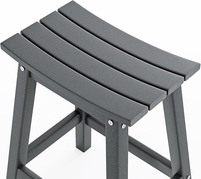 VINGLI 24 Inch Outdoor Bar Stools Set of 4, HDPE Weather Resistance Counter Height Bar Stools Durable Heavy Duty Patio Chairs for Bar Deck Balcony Kitchen Counter and Yard (Gray, 24 Inch 4 PC)