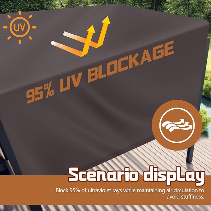 Universal Pergola Replacement Canopy Outdoor Canopy Shade Cover Waterproof Shade Top Cover for Outdoor Patio Porch Backyard(16 x 8 ft,Coffee)