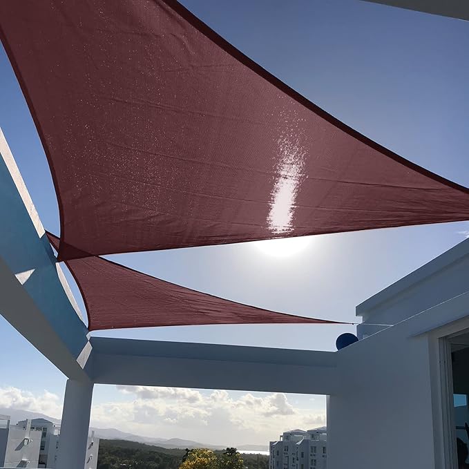 SUNNY GUARD Sun Shade Sail 10'x10'x10' Triangle Brown UV Block Sunshade for Backyard Yard Deck Patio Garden Outdoor Activities and Facility(We Make Custom Size)