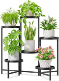 iDavosic.ly 6 Tier Large Plant Stand Indoor with 10 Inch Wide Tray, Tiered Corner Metal Outdoor Flower Display Holder Shelf, Folding Tall Rack for Patio Porch Living Room, Modern Black