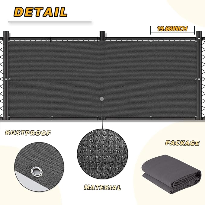 LOVE STORY 3'x12' Dark Grey Balcony Screen Privacy Fence Cover UV Protection (HDPE) Weather-Resistant 3 FT Height Shield for Deck, Patio, Backyard, Outdoor Pool, Porch, Railing
