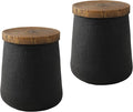 SUNBURY Outdoor Side Table, 13" W Black Outdoor End Tables Set of 2, Patio Accent Side Table, Concrete Garden Stool Wooden-Look Top for Livingroom, Garden, Backyard