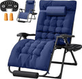 Homall Oversized Zero Gravity Chair, 32In Recliner Lounge Chair with Removable Soft Cushion and Cup Holder, Adjustable Anti Gravity Chair Folding Patio Chairs Padded for Indoor and Outdoor, Blue