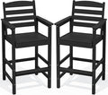SERWALL Tall Adirondack Chairs Set of 2, Oversize Balcony Adirondack Chairs Set, Outdoor Bar Height Barstools Widened Chair Set for Bistro, Poolside, Garden, Black