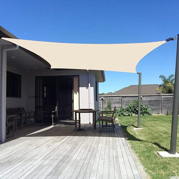 SUNNY GUARD Custom Size 19'x22' Rectangle Butter Cream UV Block Sunshade for Backyard Yard Deck Patio Garden Outdoor Activities and Facility(Customized)