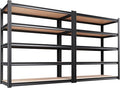 Set of 2 Garage Shelving Heavy Duty Storage Shelves, Metal Adjustable Shelving Unit, Utility Garage Organizer Shelf for Basement, Pantry, Kitchen, Warehouse, 17.7" Dx45.6 Wx71.2 H, Black