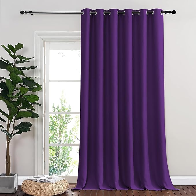 NICETOWN Blackout Room Divider Curtains for Sliding Glass Doors 102 Inches Long 1 Panel, Extra Wide Curtains for Doorway Patio Bedroom Living Room (Royal Purple, 80Wx102L, 1 Panel)