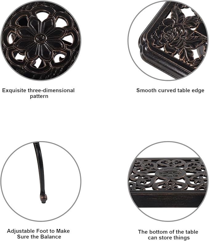 C/G Outdoor Side Tables,Cast Aluminum Patio End Tables,Anti-Rust Coffee Table for Garden Patio Lawn (Square-end Tables, Copper)