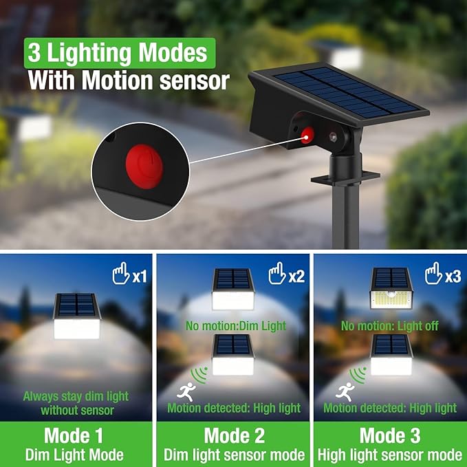 Nipify Solar Spot Lights Outdoor Motion Sensor, [2 Pack/62 LED]3 Modes Solar Landscape Spotlights Outdoor Waterproof, 2-in-1 Solar Lights Outdoor Pathway Lights for Yard Garden Wall Patio, Cool White