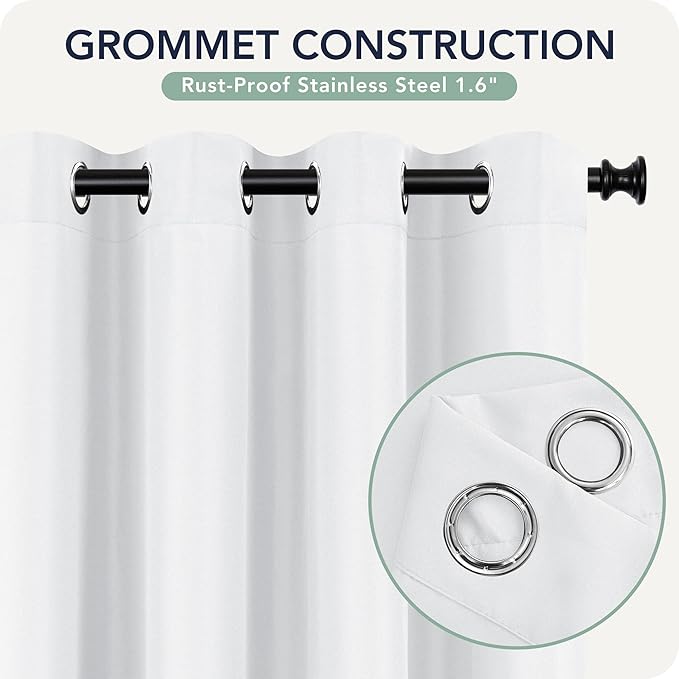 Patio Curtains Outdoor Waterproof 6 Panels - Windproof, Privacy, Weatherproof Outside Drapes for Gazebo Pergola Porch, Grommet Top and Tab Bottom, 54x95 Inch, White