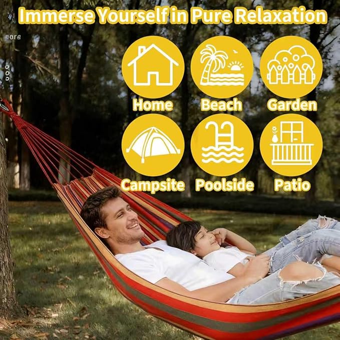 2Pack Hammocks | Camping Hammock | Portable Outdoor Hammock Set | for Hiking, Backpacking and Camping | 2pcs(Red Stripe and Blue Stripe)