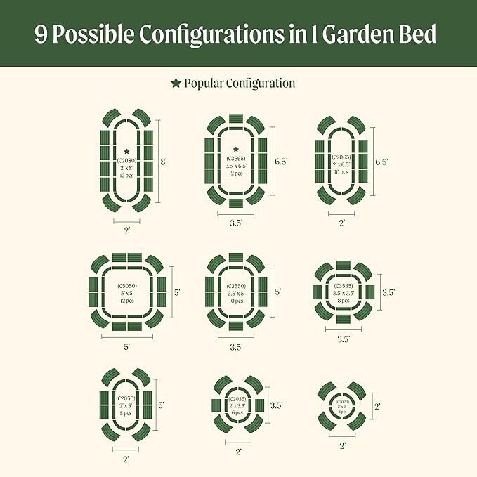 Vego garden 26" Extra Tall Raised Garden Bed Kits, 9 in 1 Modular Raised Planter Box for Vegetables Flowers Fruits Oval Metal Raised Garden Pearl White