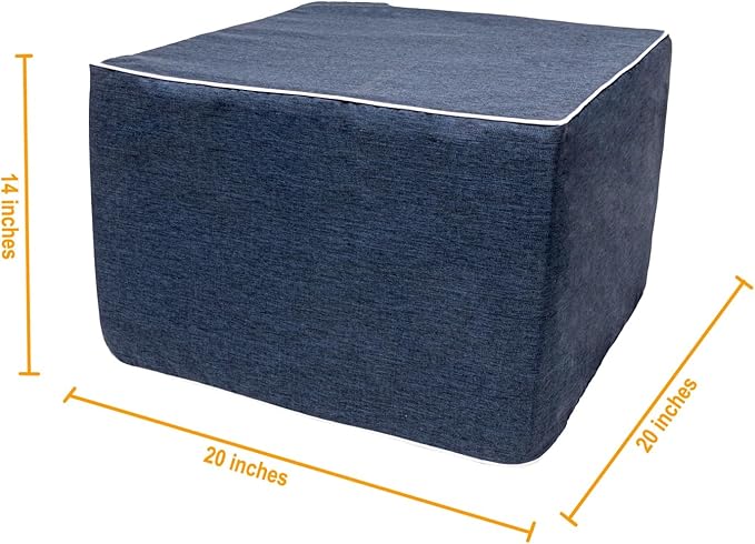 Outdoor Ottoman 20x20x14 Inches Outdoor Square Ottomans for Patio Modern Lightweight Foam Stuffed Pouf Outdoor Footstool Footrest (Navy Blue)